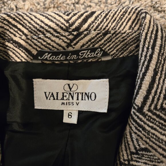 Vintage Valentino Miss V Chevron Striped Blazer Jacket Black White 6 - Picture 3 of 5